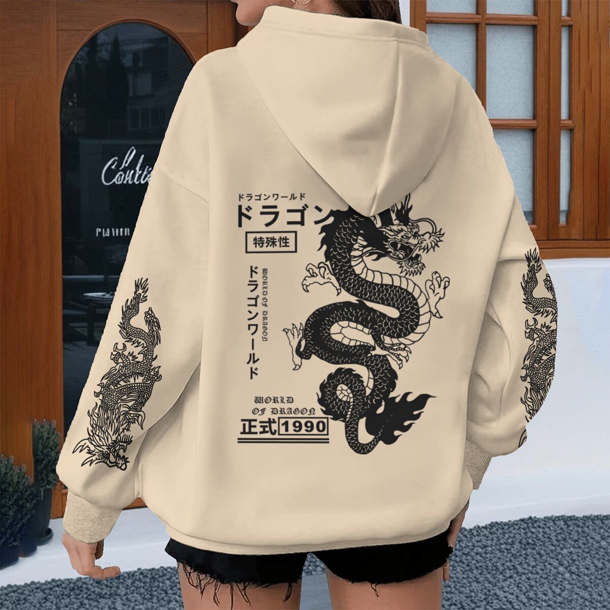 Sweats à capuche imprimés de dragons Harajuku pour hommes et femmes, sweat-shirt décontracté de style japonais sportif printemps automne, vintage unisexe à capuche
