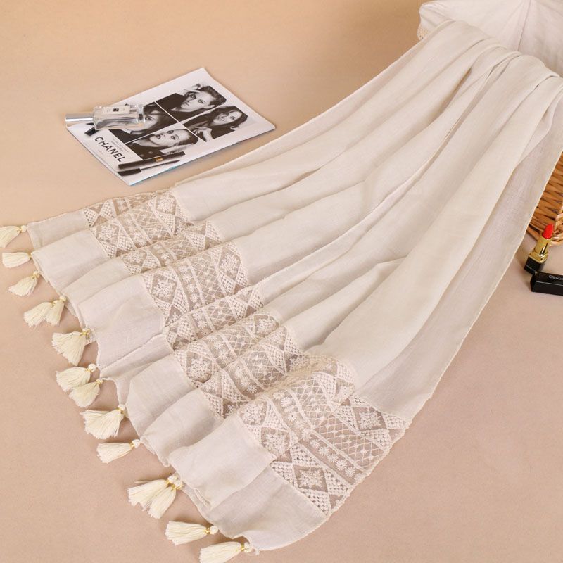 Femmes mode plaine dentelle florale Patchwork Viscose châle écharpe marque de luxe découpé Laser longue taille Bufandas musulman Hijab Wrap Snood