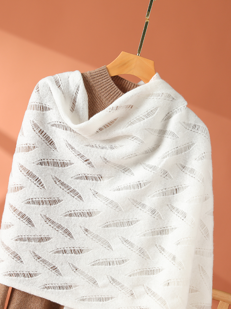 Nouveau femmes 100% laine mérinos châle écharpe automne hiver luxe chèvre cachemire tricots grâce bureau dame cachemire pull feuille hawl