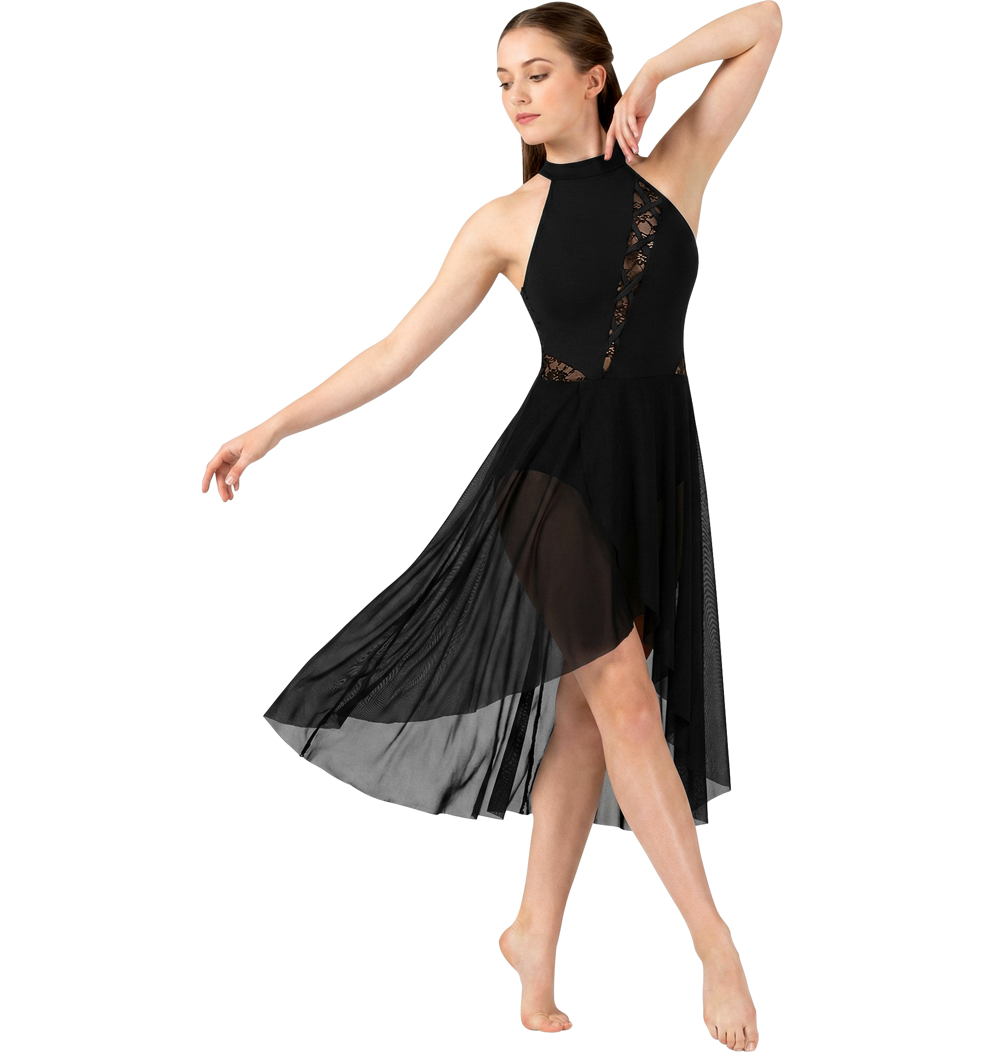 Costumes de danse lyrique pour femmes, robe lyrique avec empiècements en dentelle florale, jupe en mousseline fluide, justaucorps, costumes de danse contemporaine