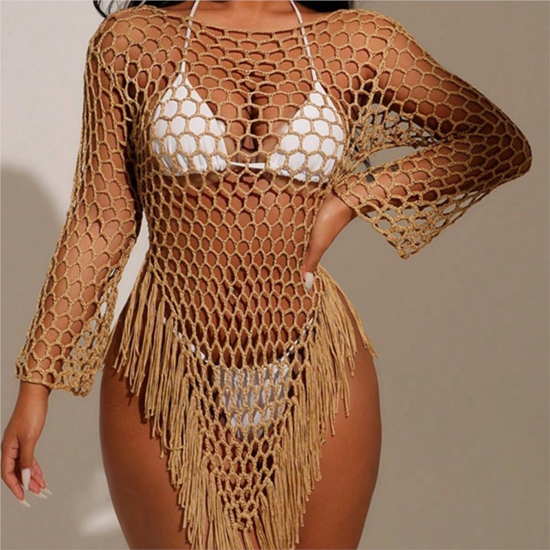Robe de plage pour femme, paréo ample à crochets, tunique sexy à découpes, idéale comme cache-maillot ou tenue de plage 2026