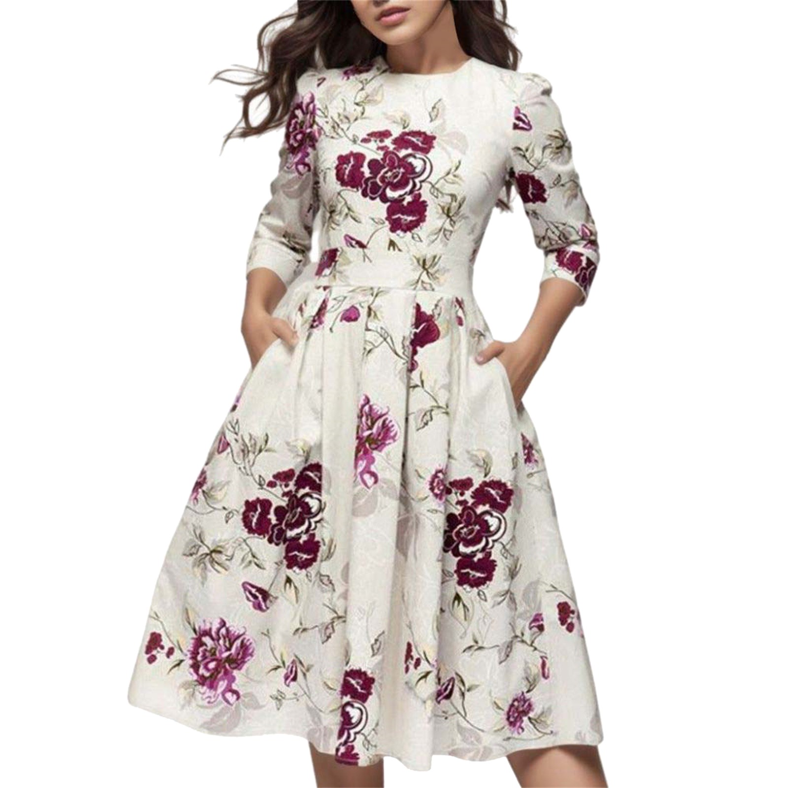 Robe longue d'été pour femme, imprimé floral, style bohème ample, élégante pour soirée, vintage avec poches, collection 2026