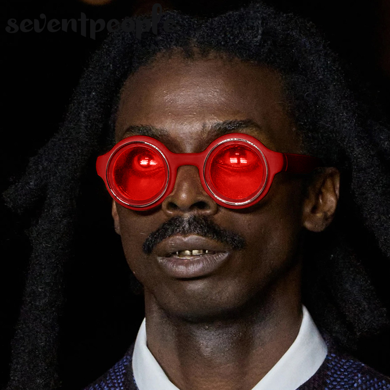 Lunettes de soleil rondes punk pour hommes 2026 – Design de marque de luxe, style steampunk, pour l'été, nouvelle mode, petites montures, lunettes de protection
