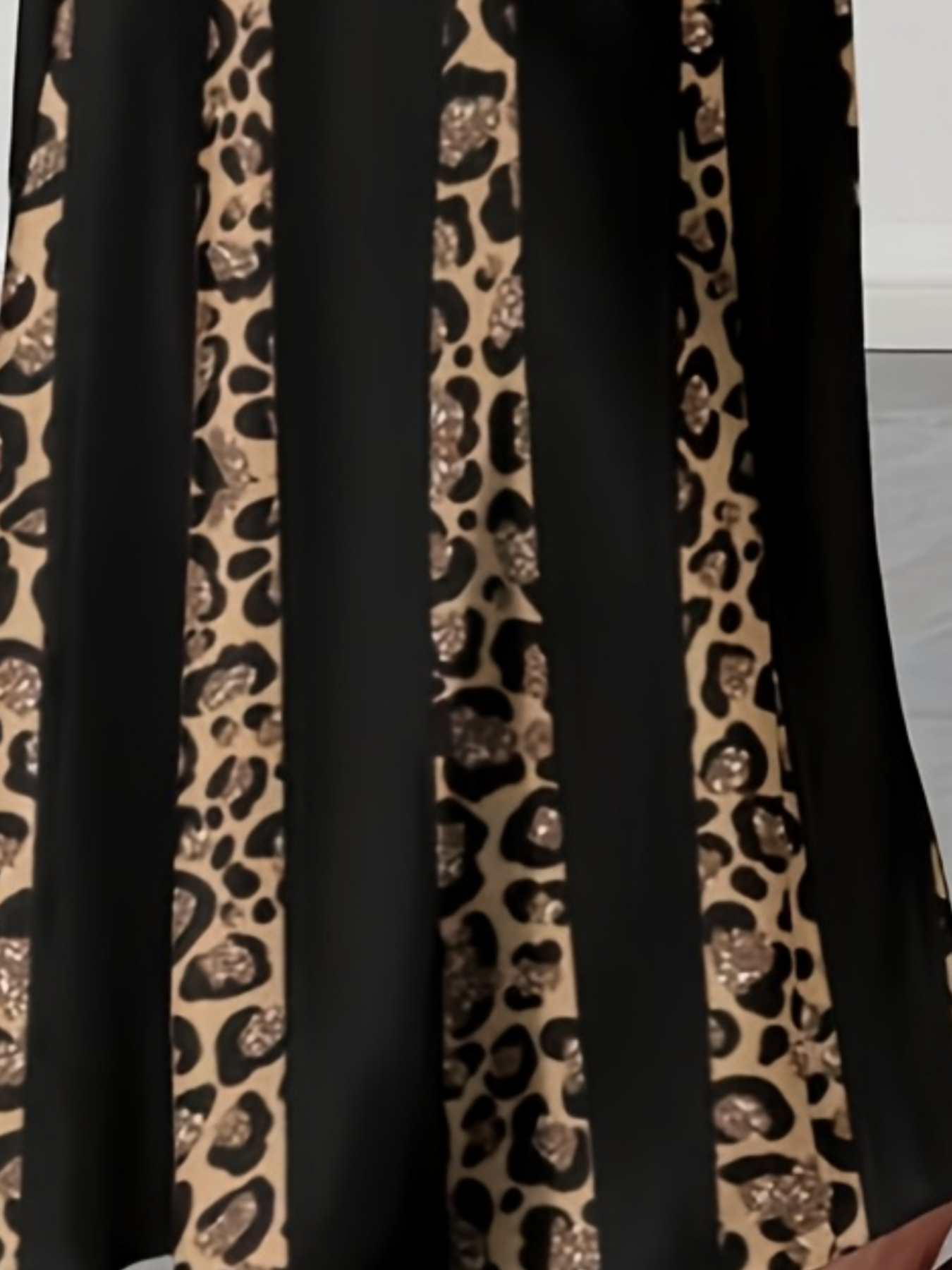Robe maxi élégante à imprimé léopard, robe longue à manches longues tendance grande taille, vêtements pour femmes confortables et élégants