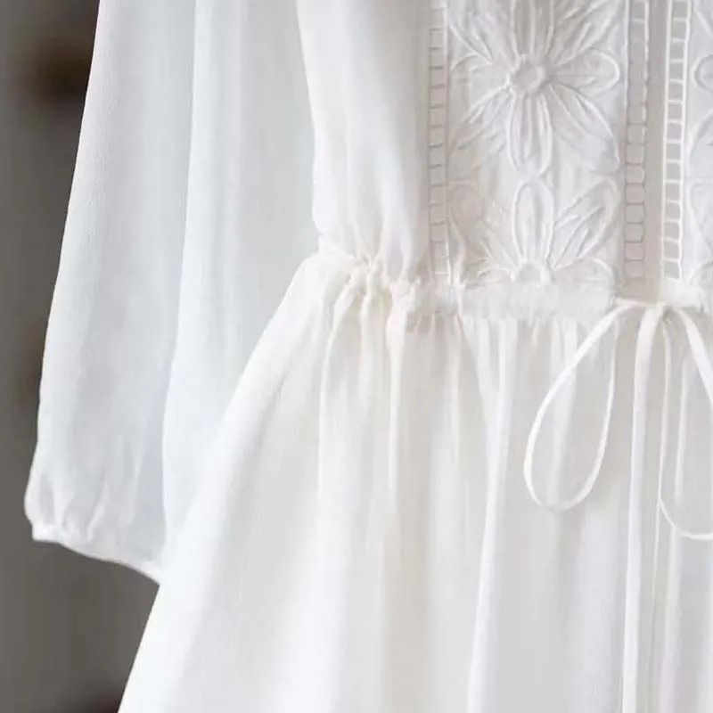 Robe longue en mousseline de soie brodée pour femmes, robes de colonne vertébrale, robes éducatives, printemps, été, nouveau haut de gamme