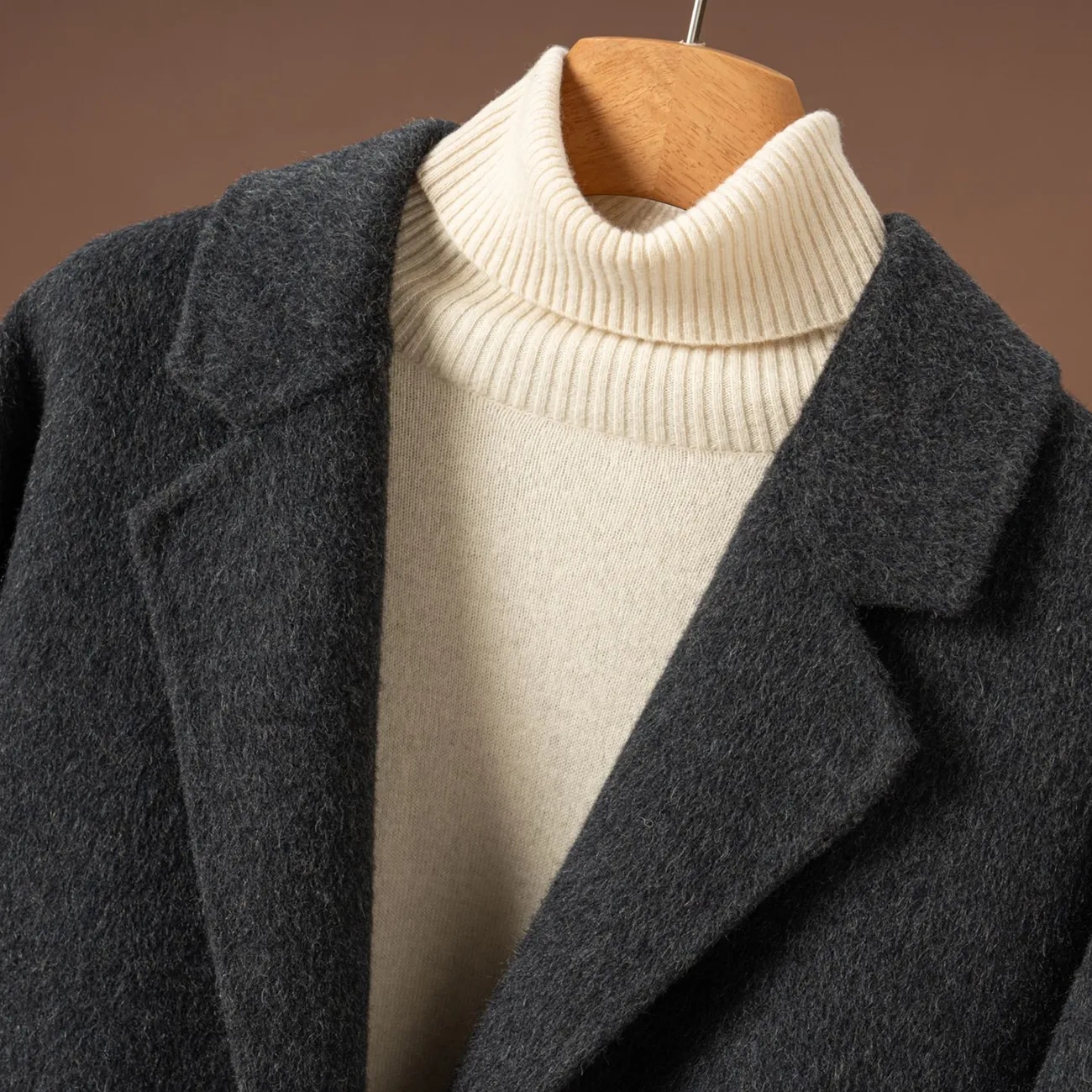 Manteau en cachemire double face pour femme, style britannique, coupe ample, vêtement d'extérieur en laine, style coréen, veste pour femme, automne-hiver