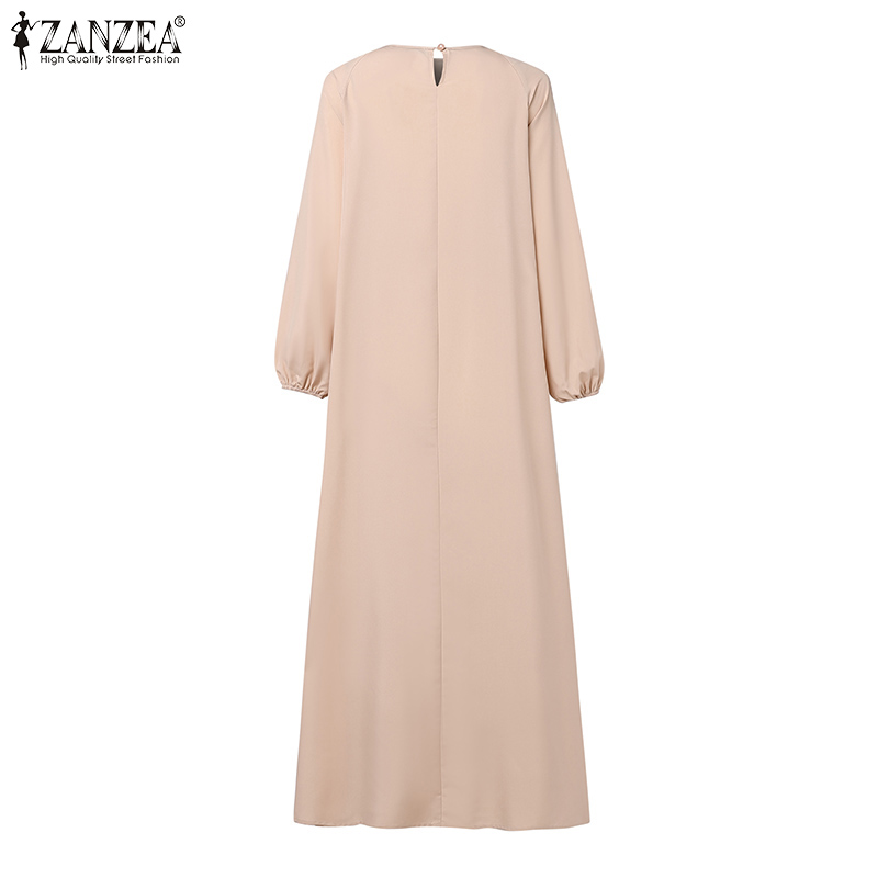 Robe longue plissée superposée ZANZEA, style musulman, avec patchwork, manches lanternes élégantes, Abaya islamique, Hijab plissé pour femme
