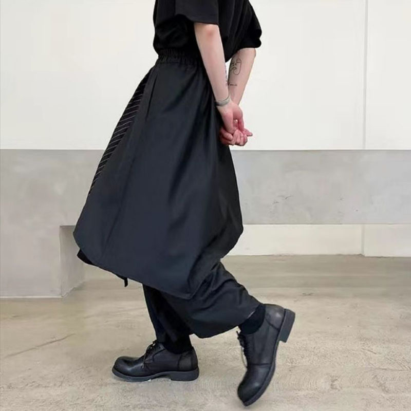 Femmes jupes pantalons japonais gothique pantalons irréguliers femmes taille haute noir pantalons longs jupes femme jupes plissées femmes vêtements