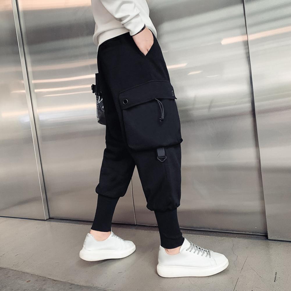Pantalon cargo monochrome pour homme, pantalon de survêtement multi-poches, tissu respirant, Wstring de proximité, taille élastique