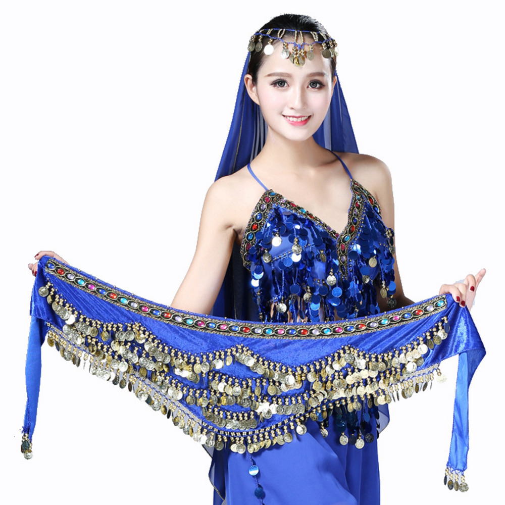 Écharpe de hanche de cadérines arabes pour la danse du ventre, enveloppe de velours de danse du ventre, pièce de monnaie de grande taille, ceinture à paillettes pour le ventre, triangulaire de chaîne audio en ylène