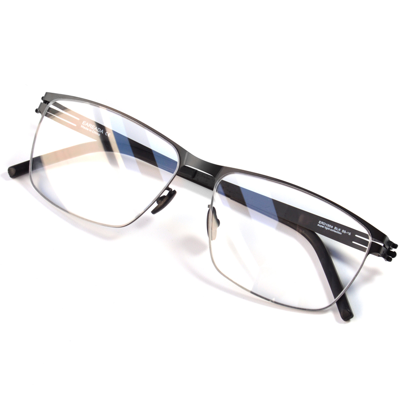 Monture de lunettes sans vis en métal ultra légère pour hommes, lunettes carrées d'affaires, lunettes à jante complète, design Berlin, Allemagne