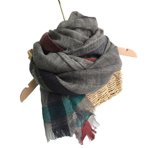 Écharpe fine en laine gris foncé pour femme, châle chaud et allongé, nouvelle mode automne et hiver