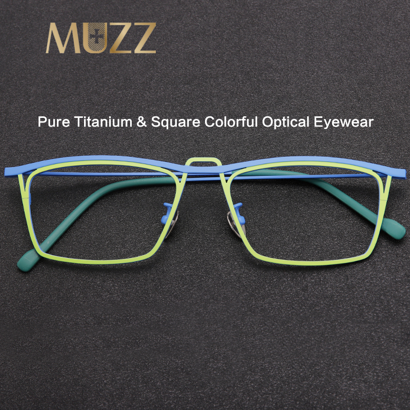 Carré hommes pur titane lunettes cadre nouvelles femmes fête coloré rétro optique Prescription lunettes lunettes myopes lunettes