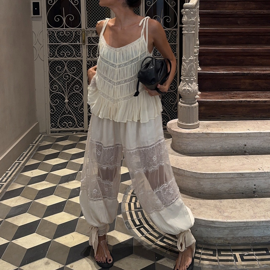 Pantalon Bloomer à volants pour femmes, Y2k, Vintage, dentelle, Patchwork, jupon, bas, pantalon victorien, sous-robe