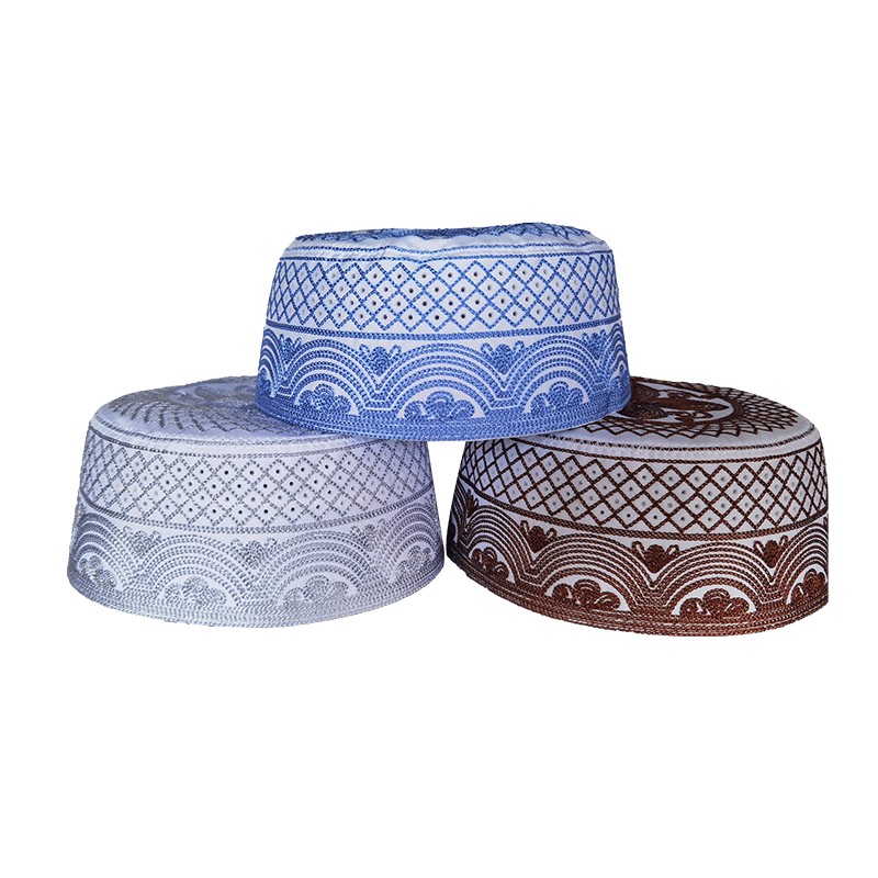 Hommes musulmans chapeaux de prière coton broderie arabe Ramadan Islam casquette musulman Turban homme foulard Hijab Bonnet juif inde casquettes
