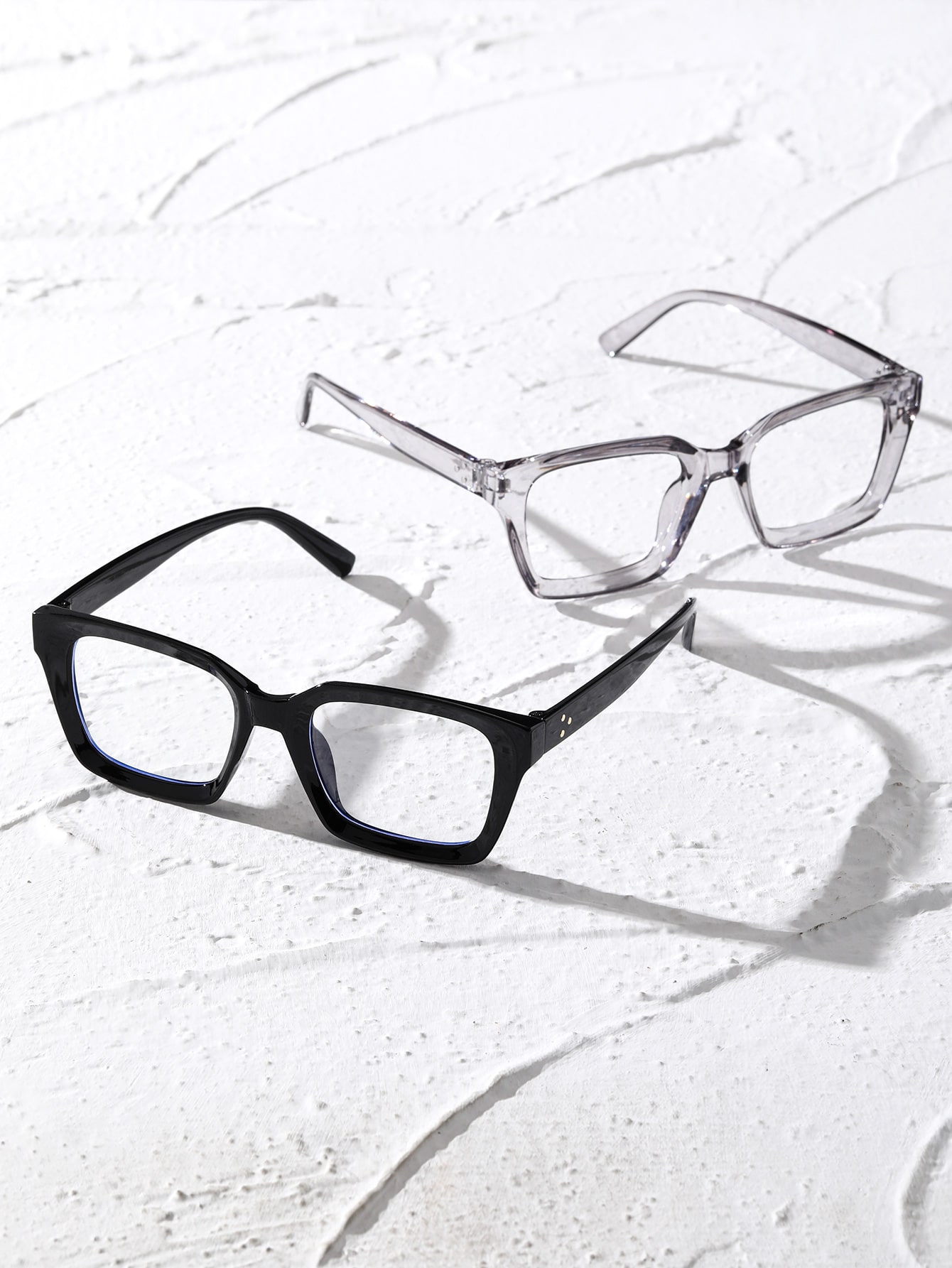 Lunettes transparentes à monture géométrique en plastique, 2 pièces, Style académique, Protection, accessoires quotidiens