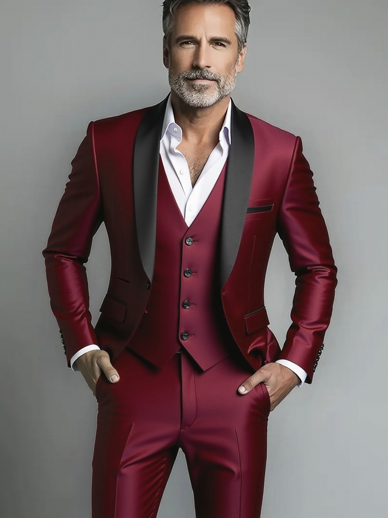 Costume (costume + gilet + pantalon) hommes d'affaires couleur unie mode minceur travail couleur unie grande taille robe formelle mariage meilleur costume pour hommes