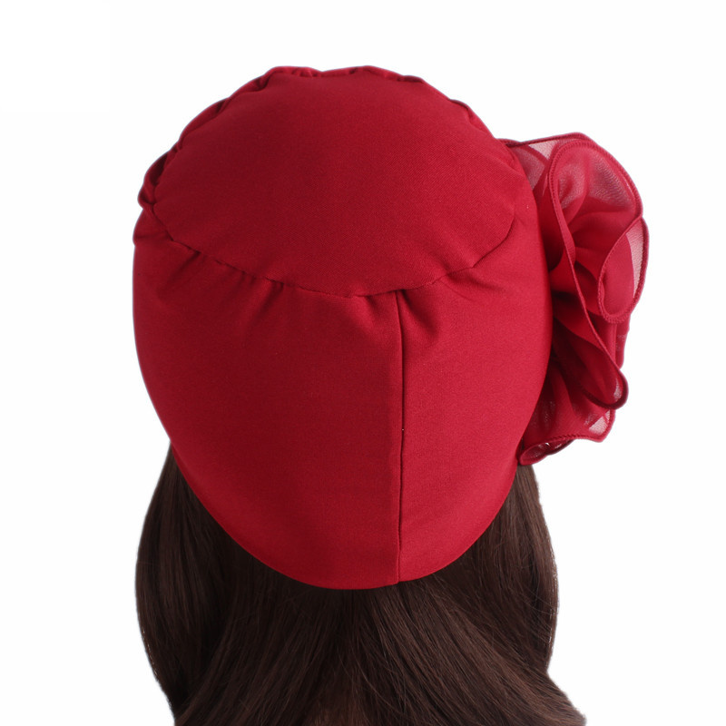 Nouvellement grande dentelle fleur africaine Bandana tête enveloppement femmes élastique perte de cheveux casquette Turban fête de mariage chapeaux cheveux accessoires