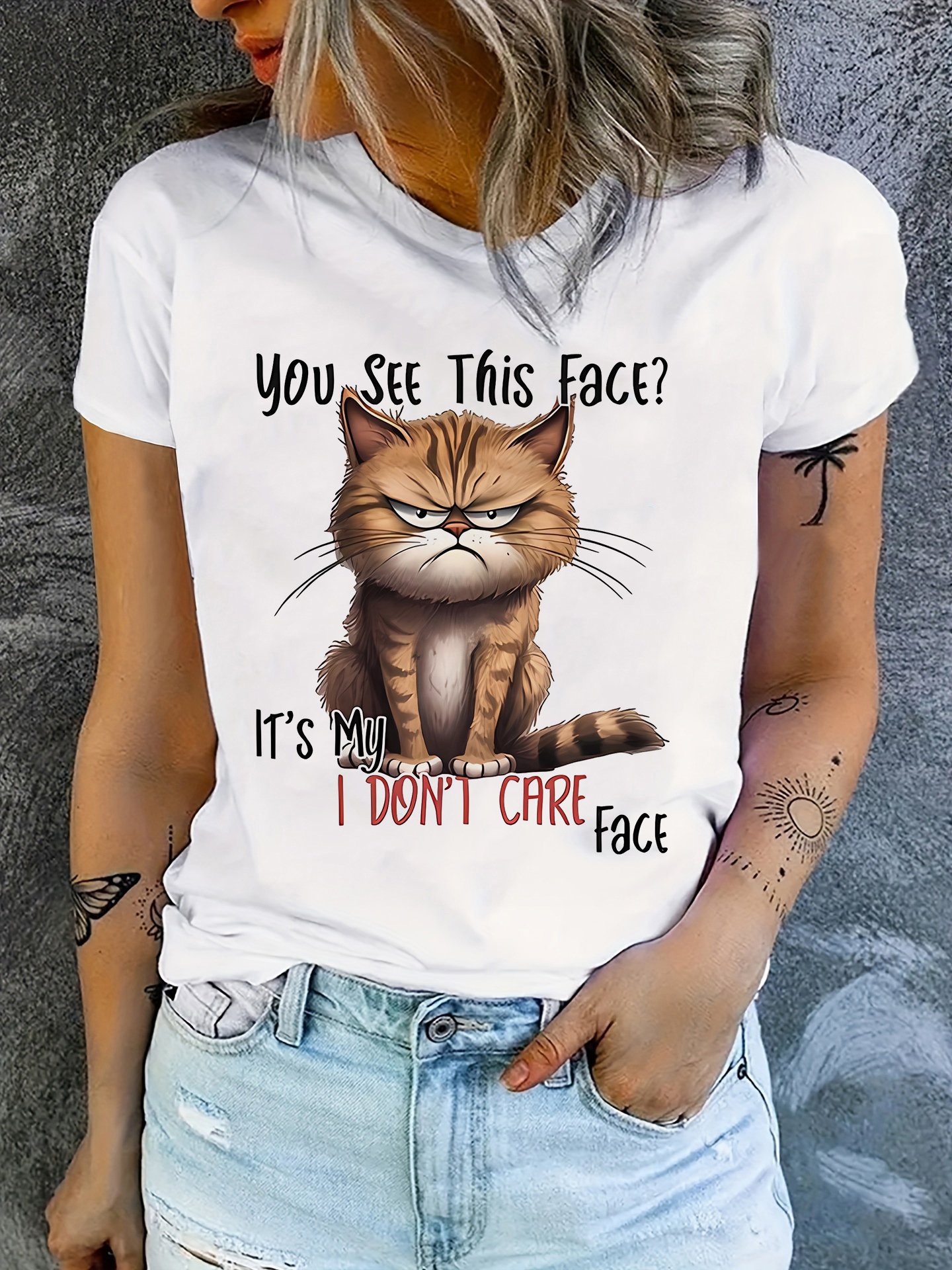 T-shirt à manches courtes chat mignon pour femme, amusant, printemps, été