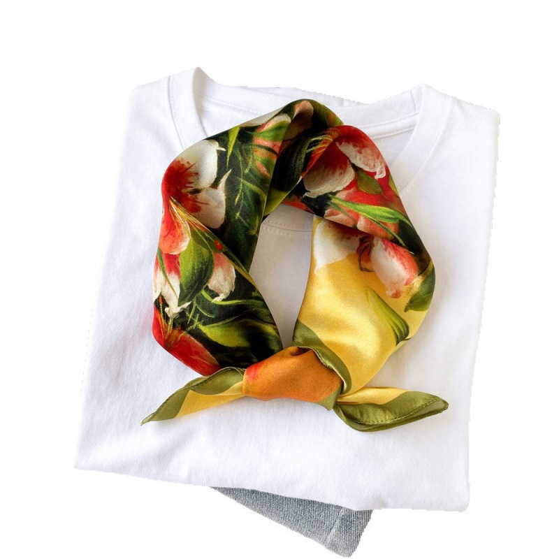 Foulard carré en soie 100% naturelle pour femme, foulard de tête, châles en soie véritable, bandana, étoles d'été, Sjaal