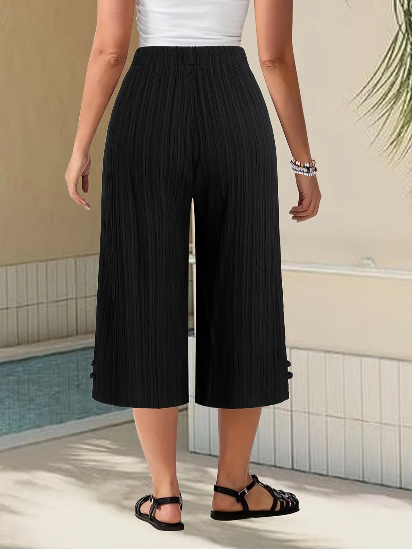 Pantalon femme grande taille mode d'été rayures Texture taille naturelle cheville jambe large pantalon quotidien