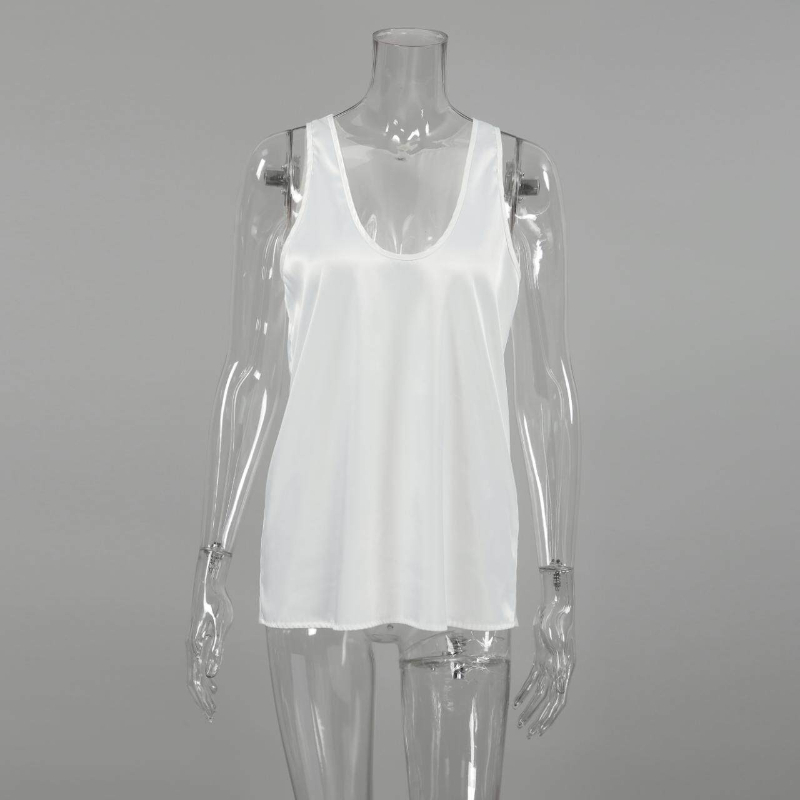 2026 Débardeur en satin uni pour femme, sexy, col en V profond, ample, en soie glacée, style camisole, simple, décontracté, pour l'été et le quotidien