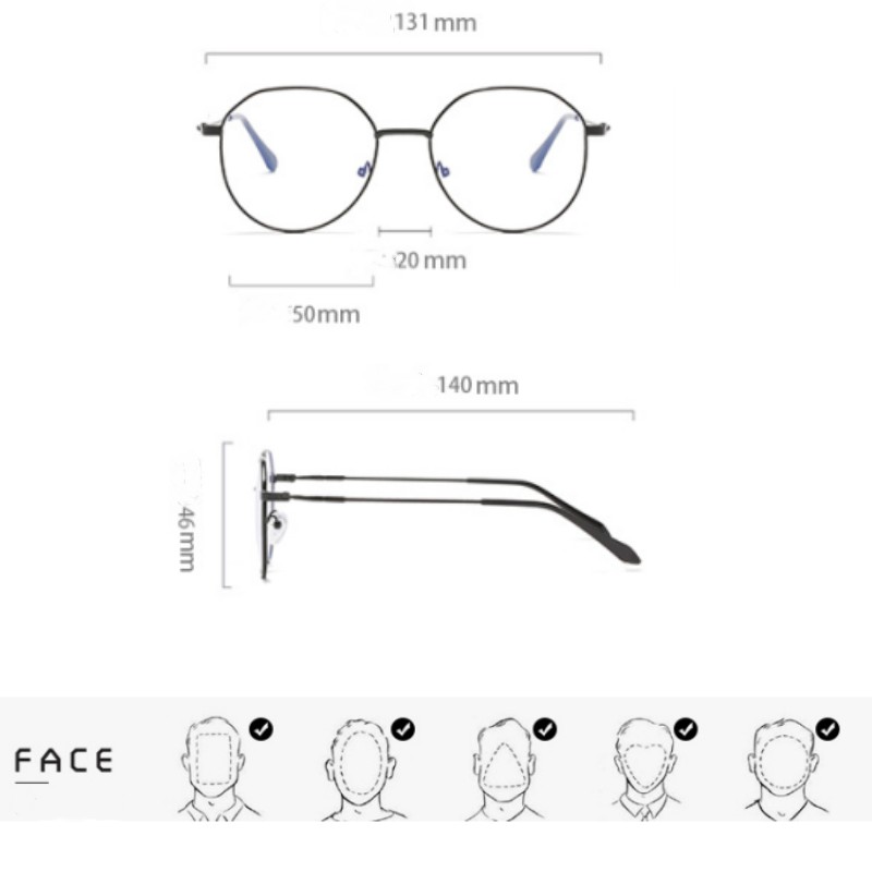 Lunettes anti-lumière bleue rondes en métal vintage pour femmes et hommes, montures de lunettes classiques unisexes, lunettes d'ordinateur transparentes, Oculos