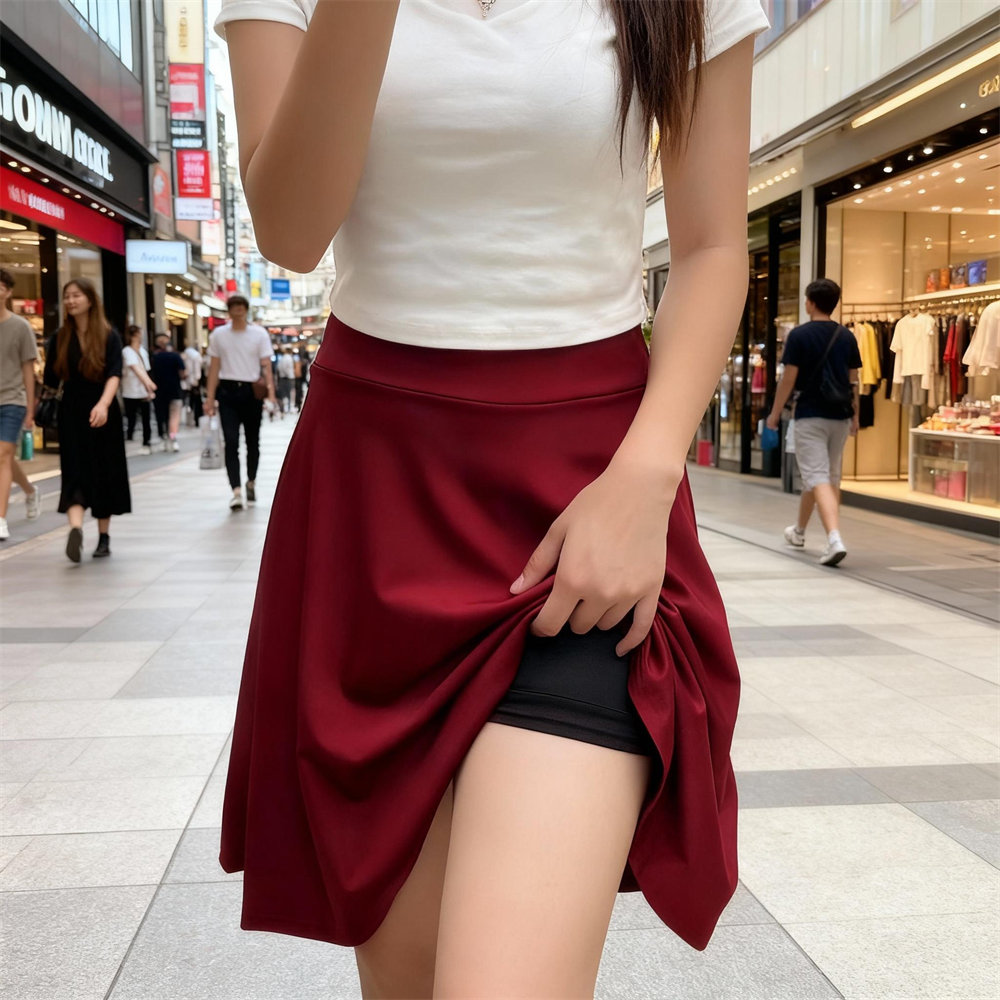 Jupe longue de 55cm, taille haute, doublure intérieure, short, demi-jupe aux genoux, mode femme, vêtements de danseuse décontractés, jupes plissées moelleuses