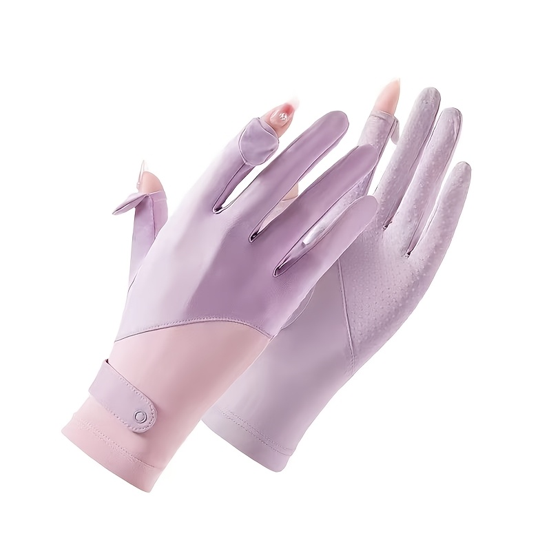 Gants d'été en soie glacée pour femmes, protection solaire extérieure, antidérapants, fins, respirants, pare-soleil, gants à écran tactile rabattables