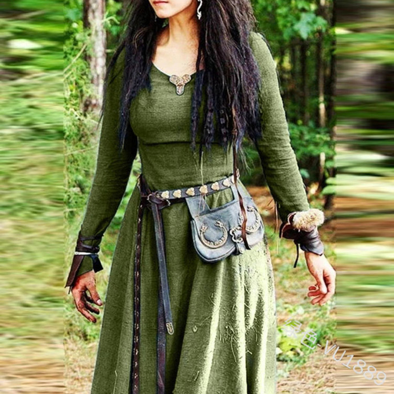 Robe médiévale à manches longues pour femmes, Maxi Cosplay, Renaissance, Celtique, Viking, Vêtements gothiques, Robe de Rh, 2023