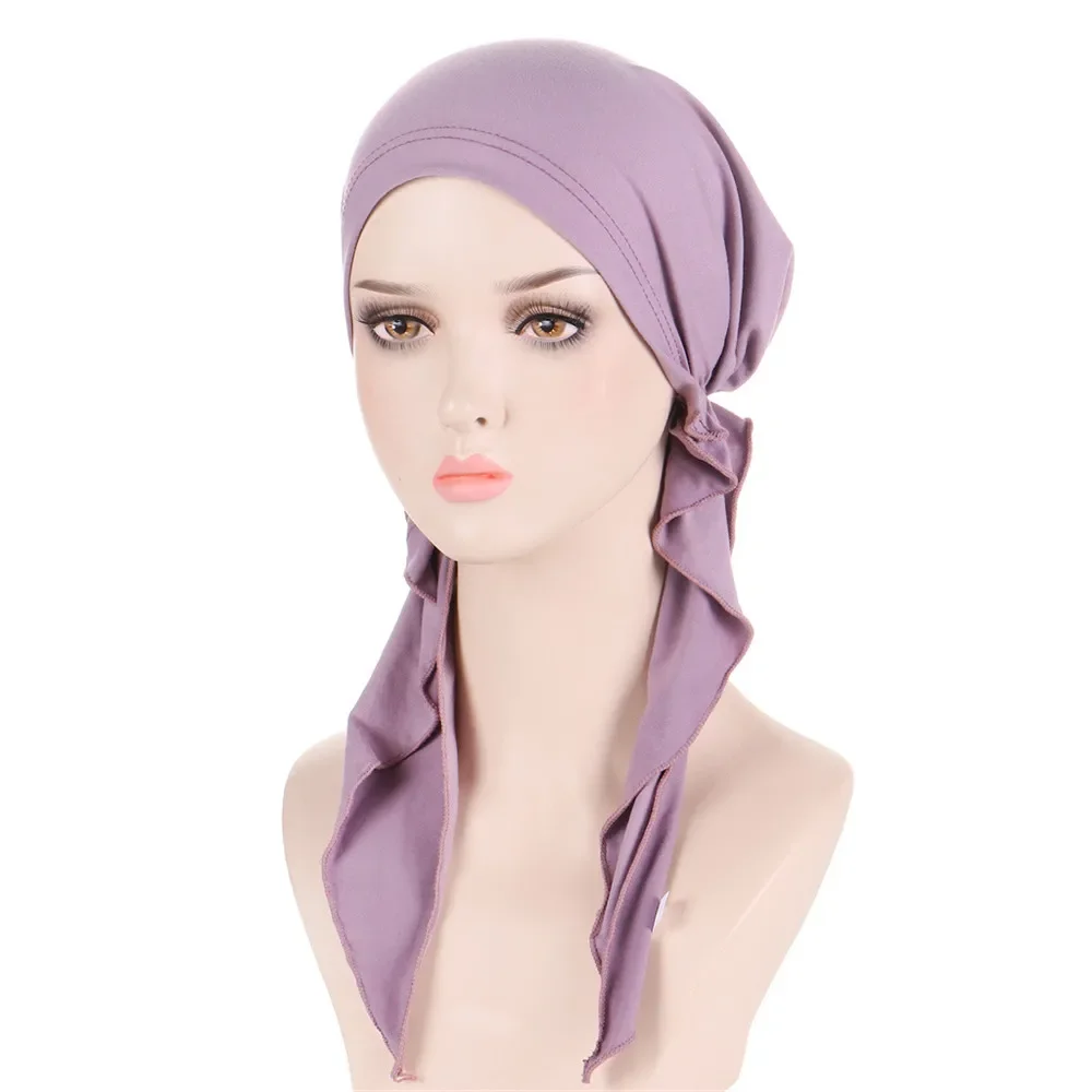 Turban intérieur Hijab musulman pour femme, bonnet pré-noué, écharpe de sauna à longue queue, bonnets ronds, écharpe de tête, vêtements de sauna commandés, chapeau Ninja, nouveau
