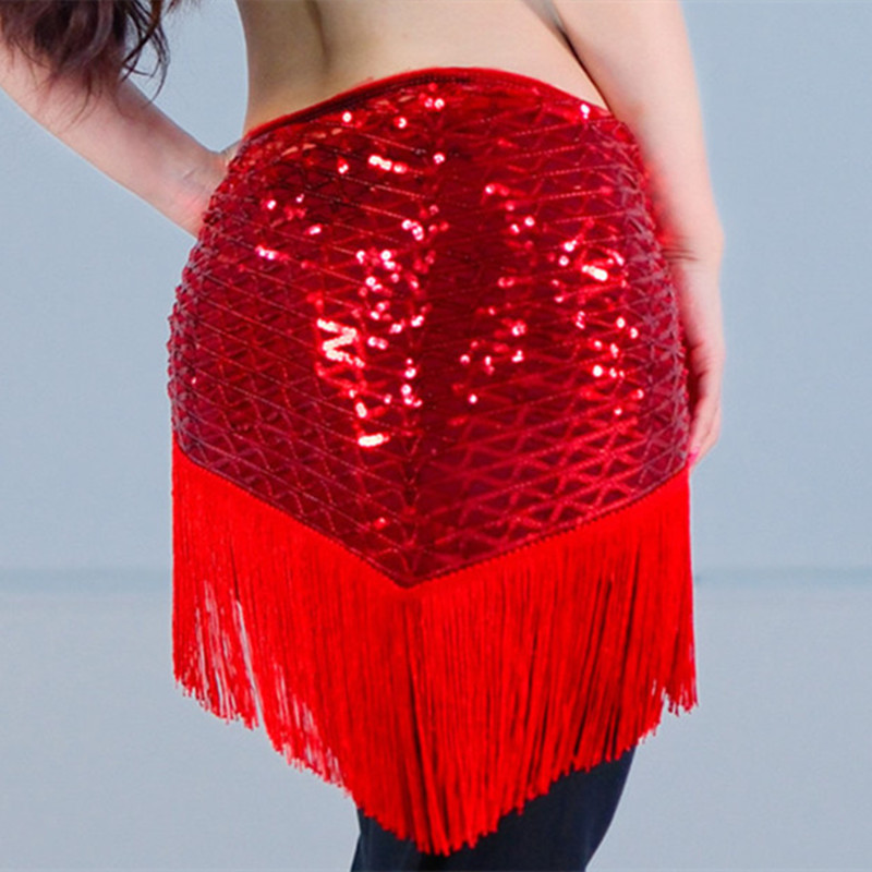 Écharpe de hanche de danse du ventre avec glands et paillettes, Mini jupe portefeuille triangulaire pour femmes, Performance orientale, Costume à franges, pratique d'entraînement