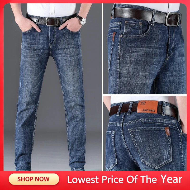 Nouveau Jean Homme 2026 – Style Classique Business Décontracté Extensible Slim – Pantalon en Denim de Marque pour Homme – Noir et Bleu