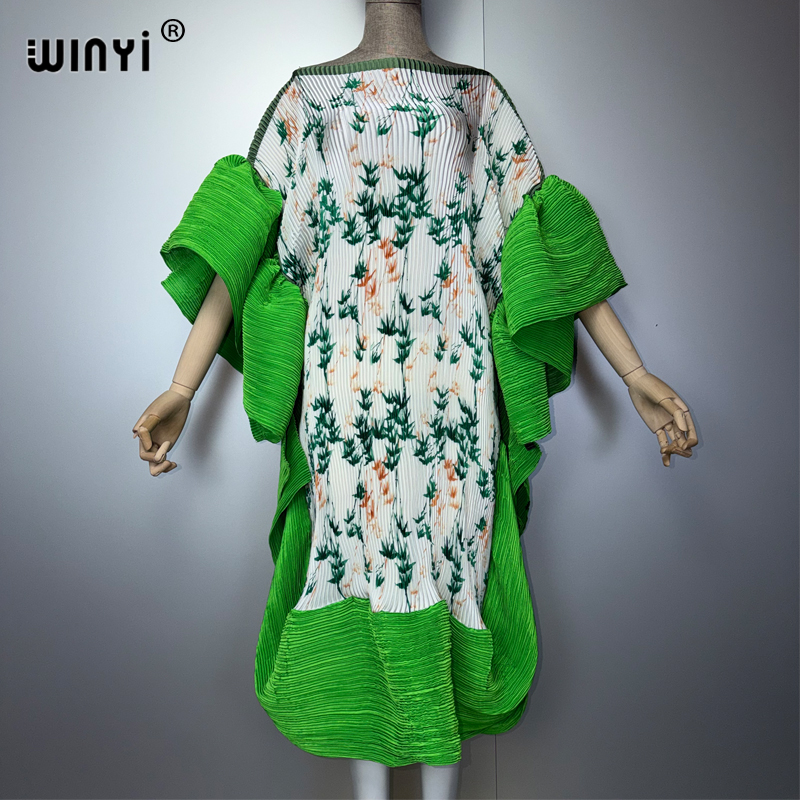 Robe plissée élastique WINYI BOHO pour femmes musulmanes, paréo de plage, caftan, abaya, robe longue de luxe Dubaï pour les vacances et les anniversaires