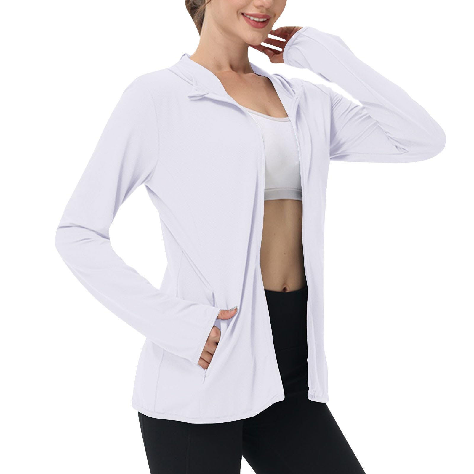 Sweat-shirt d'été pour femmes, avec fermeture éclair, léger, pour la randonnée, vestes de sport, chemises à manches longues, protection solaire, куртка женская демисезон