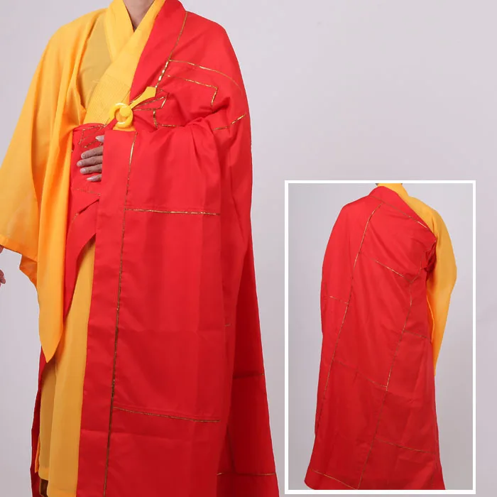 Couleur rouge adultes moine bouddhiste méditation vêtements Robes moines Confession longue robe Haiqing moine vêtements cape