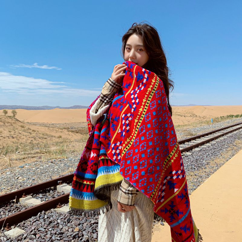 Poncho bohème à fleurs pour femmes, capes Everaks, haut rouge, glands chics, vêtements d'extérieur vintage, automne 2021