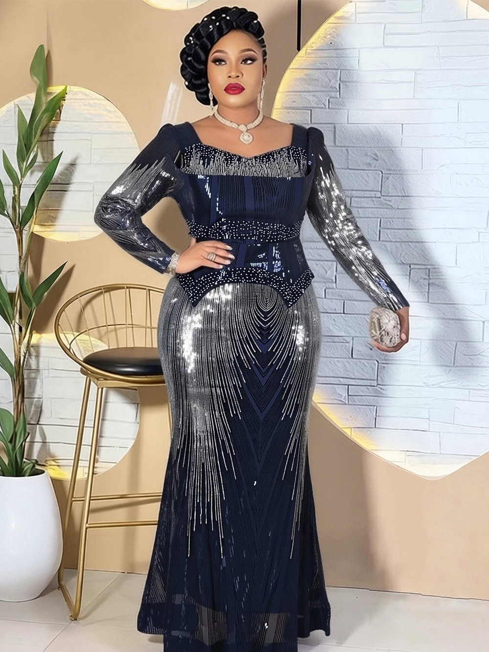Robes longues africaines pour femmes Dashiki Robes de luxe à paillettes Robes de soirée d'anniversaire de fête de mariage 2026 vêtements africains robe pour dames