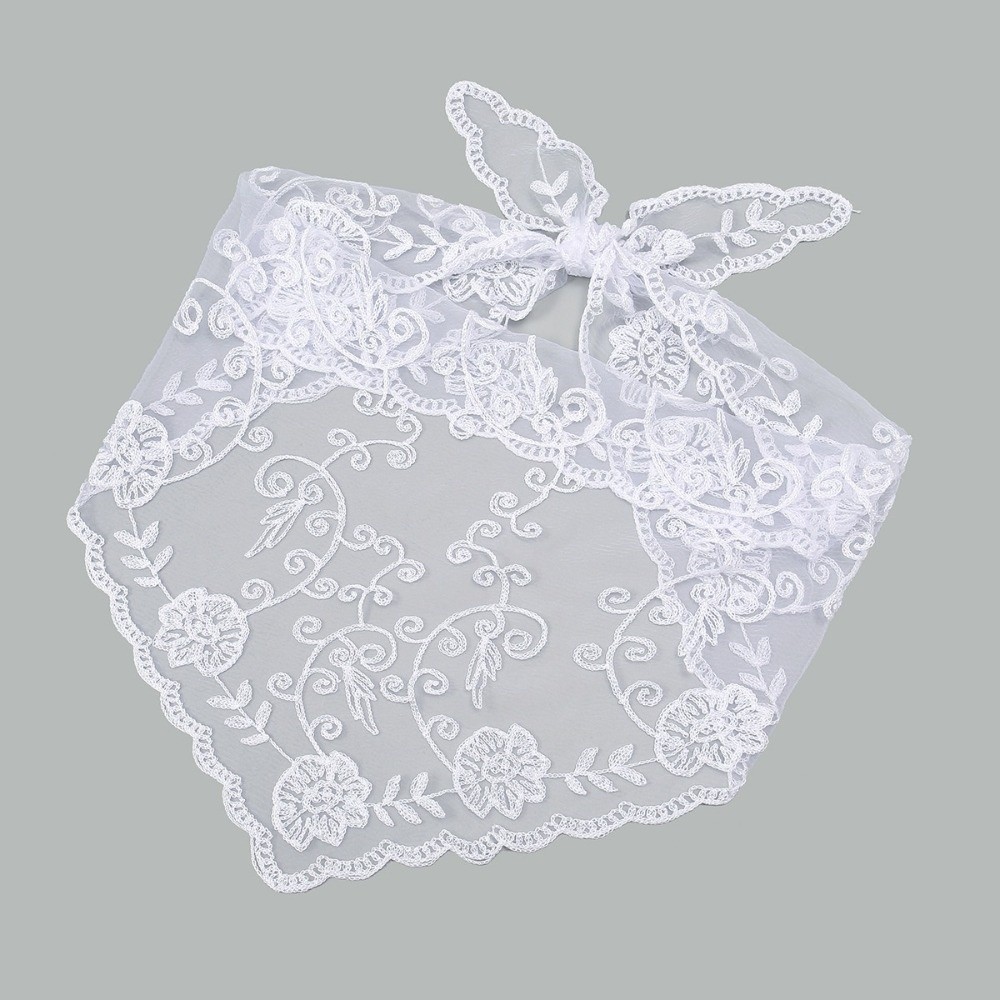 Écharpe légère et élégante brodée de fleurs, style français vintage, en crochet, voile de tête transparent, petite taille, en dentelle, triangle, pour l'été