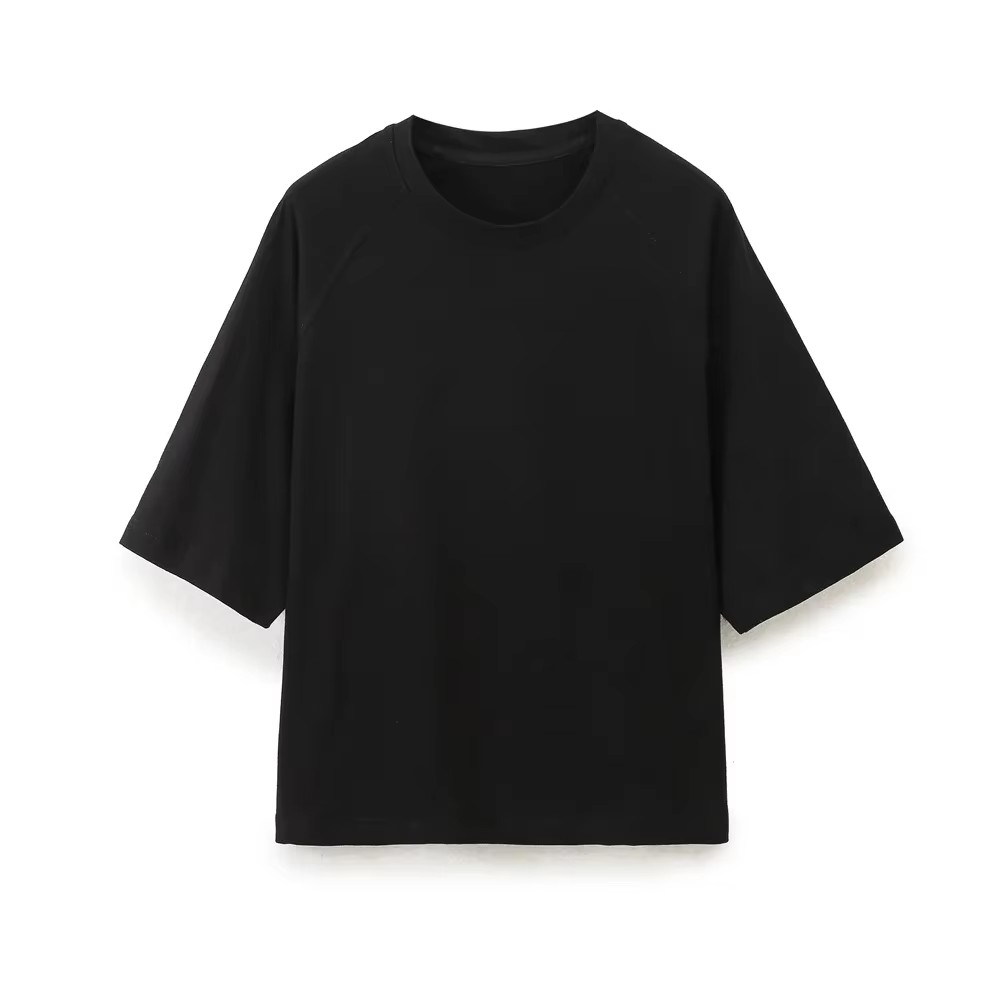 HH femmes T-Shirts à manches courtes col rond haut ample décontracté Simple basique 2024 été nouvelle femme Chic hauts solide t-shirt