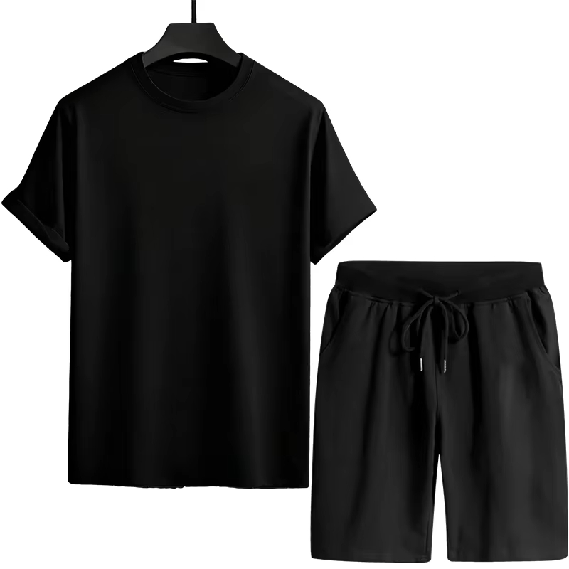 Ensemble de survêtement pour hommes : T-shirts et shorts de sport, tenue décontractée urbaine à manches courtes, confortable pour l'été, la maison et l'extérieur