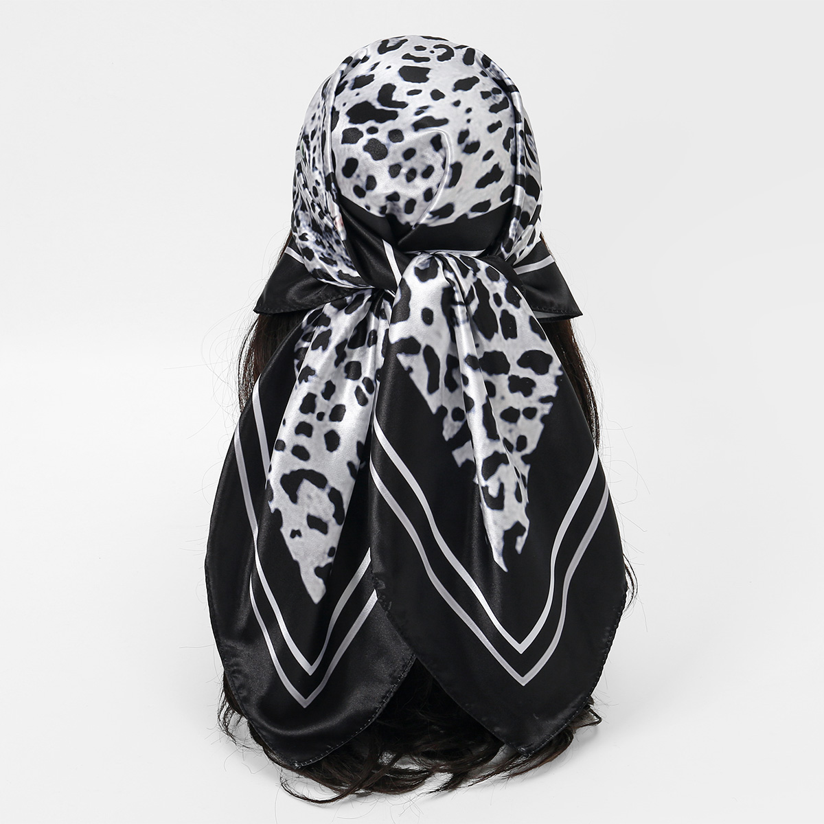 Foulard carré en satin de soie tendance pour femme, imprimé floral, châle, hijab, bandeau, écharpe, bandana, 90*90cm