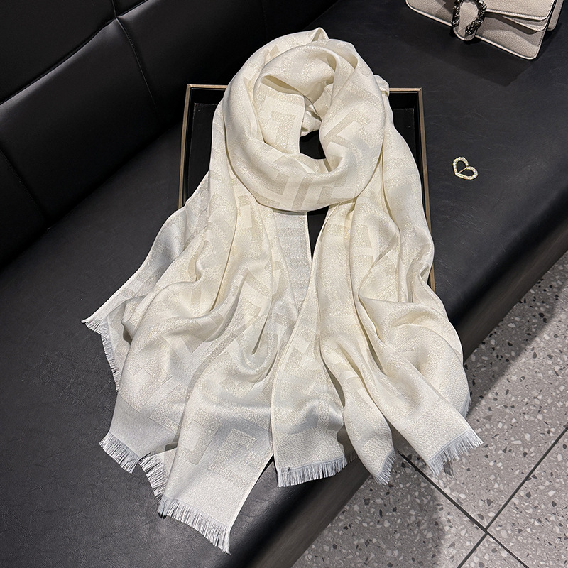 Nouveau Foulard Long en Soie Haute Qualité Polyvalent en Coton Tencel Protection du Cou pour Climatisation et Châle de Voyage Extérieur