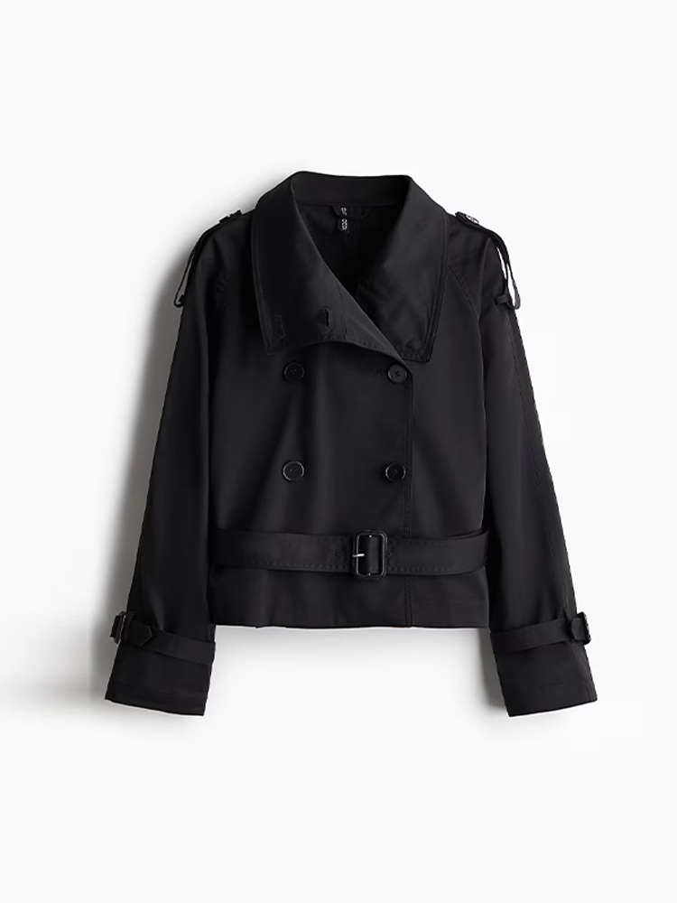 Mode manches évasées femmes manteau élégant col montant simple boutonnage à manches longues femme veste 2025 printemps banlieue dame manteaux