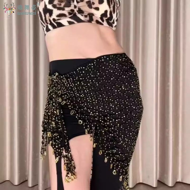 Écharpe de hanche de danse du ventre, filet de pêche à paillettes, écharpe triangulaire pour femmes, ceinture de pratique de danse orientale et indienne, accessoires de danse pour filles