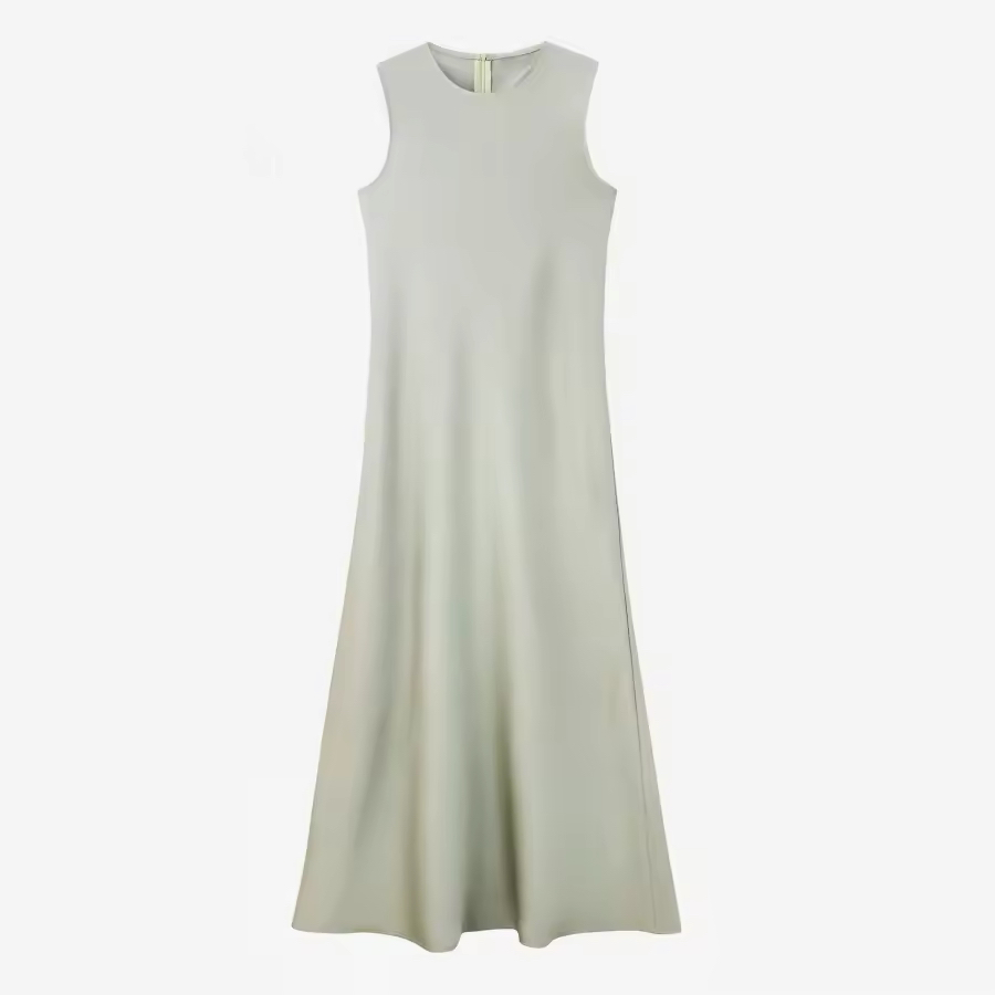 Ensemble chic pour femme : Robe longue d'été élégante en satin de soie doux et haut tricoté assorti, longueur maxi