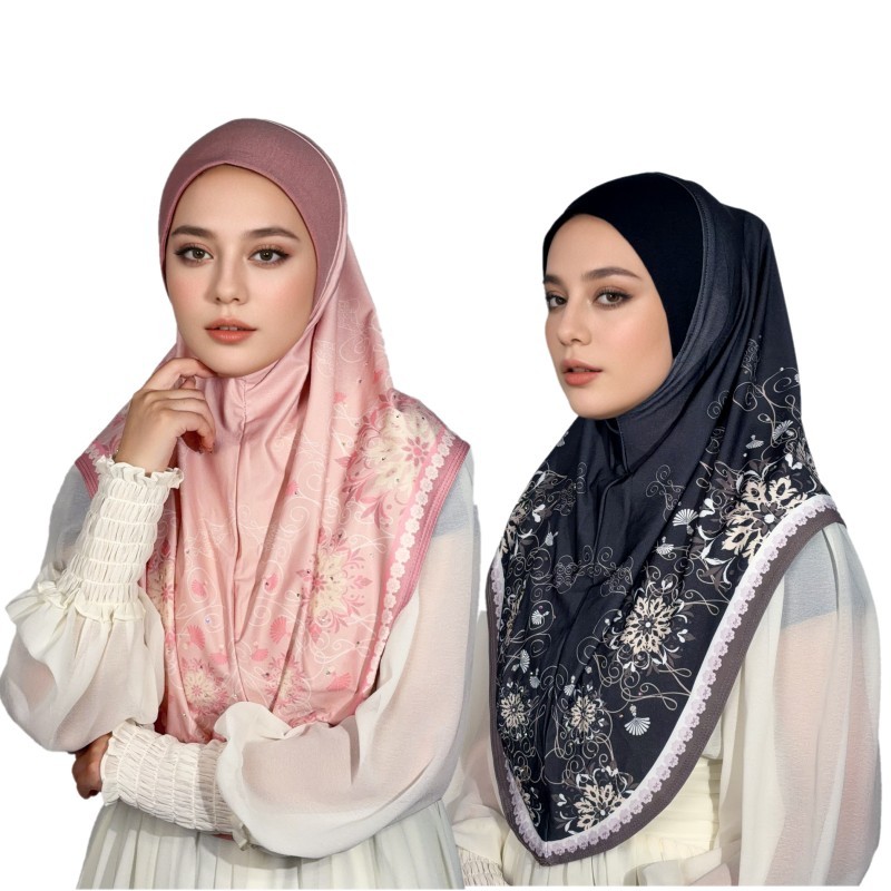 Nouveau Malaisie femmes Hijabs casquette châle élégant imprimé fleuri diamants tête enveloppement Bonnet longue écharpe foulards