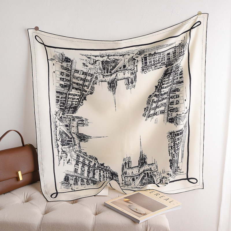 Foulard en soie sergé 90CM, Bandanas carrés, trousses de luxe de styliste, châles à roulettes, accessoires de tête, cheveux, cou, ceinture, décoration de noël