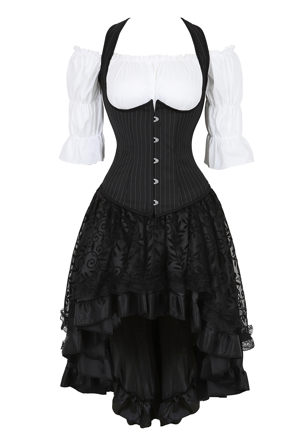 Robe Corset Steampunk pour Femme, Vêtements Gothiques Noirs, Cosplay, Blouse, Grande Taille, 7.5