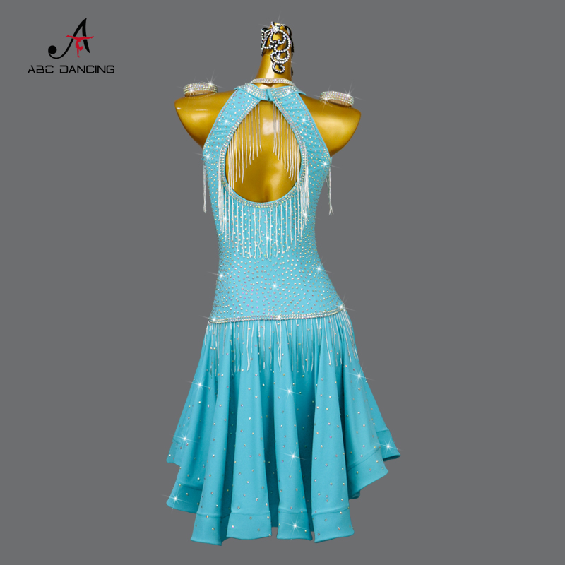 Robe de danse latine à paillettes pour femmes, vêtements de Rh, jupe sexy en plein air, boule d'entraînement trempée, vêtements personnalisés, grande taille, soirée, nouveau
